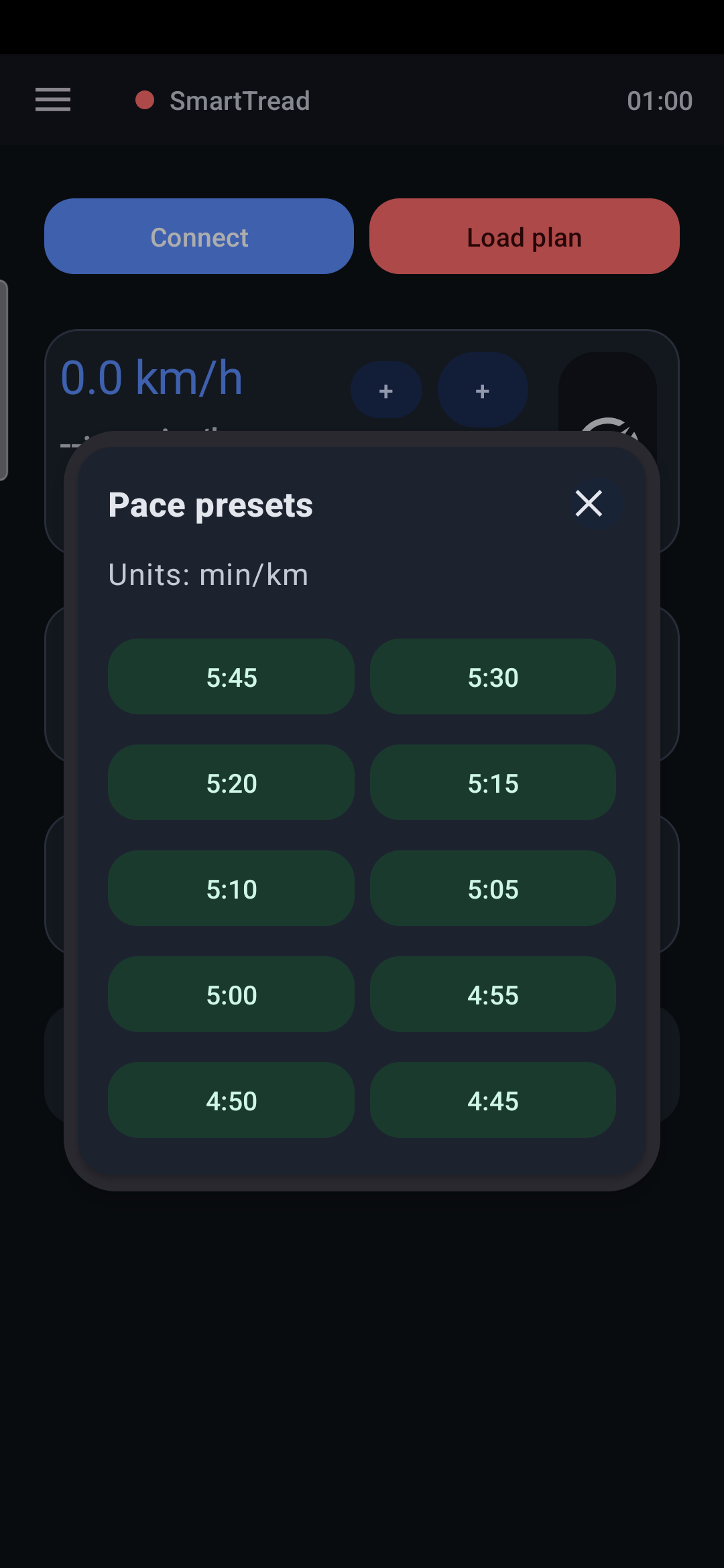 Settings screen with language and preference options